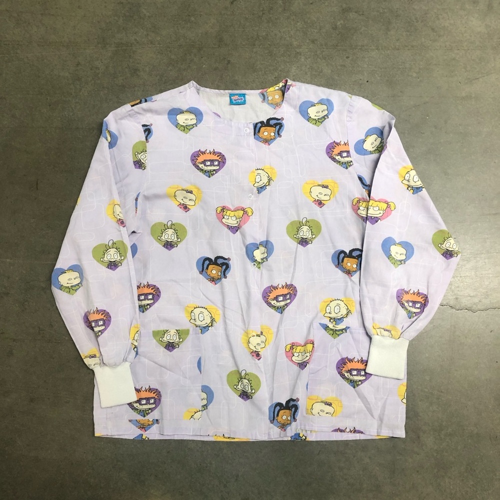 Vintage 90’s Rugrats Nickelodeon Viacom Button Down Medical Scrubs Adult L-XL